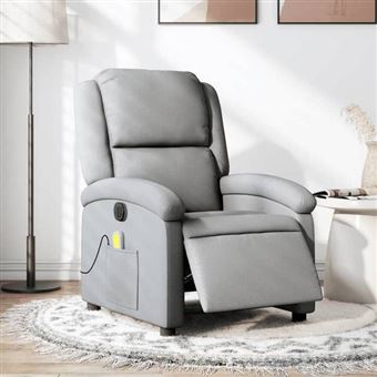 vidaXL Fauteuil de Massage Inclinable Électrique, Chaise de Relaxation avec Dossier et Repose-pied Réglables, Siège de Salon, Moderne, Gris Clair Tissu - 1