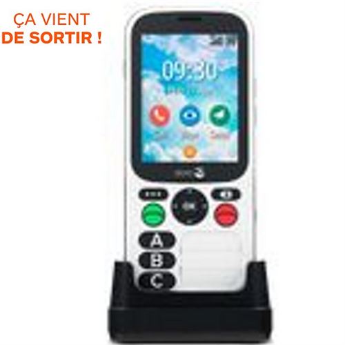 DORO 780X - 4G téléphone de service - double SIM - RAM 512 Mo / Mémoire interne 4 Go - microSD slot - Écran LCD - 320 x 240 pixels - noir, blanc