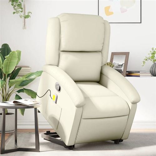 VIDAXL - Fauteuil de massage - Fauteuil de relaxation - Crème - Image 2