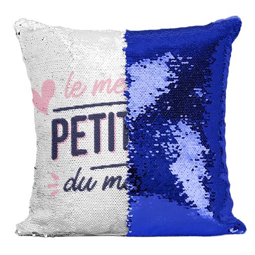 Fabulous Coussin avec Housse Sequin - Paillettes Bleu Le Meilleur Petit Ami du Monde [40 x 40 cm]