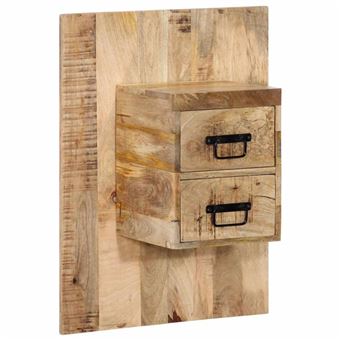Table de chevet 60x32x80 cm bois massif de manguier brut - 1