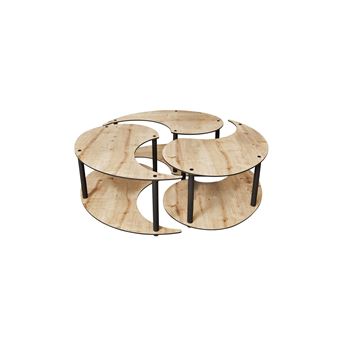 Ensemble de table basse en bois "Yin" 70 x 70 x 38 cm - Chêne - 1