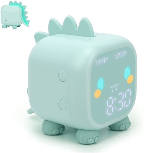 GENERIQUE - Réveil Enfant - Dinosaure - Veilleuse - USB - Vert - Image 2