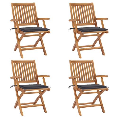 Vidaxl Chaises Pliables De Jardin Avec Coussins 4 Pcs Teck - Image 3