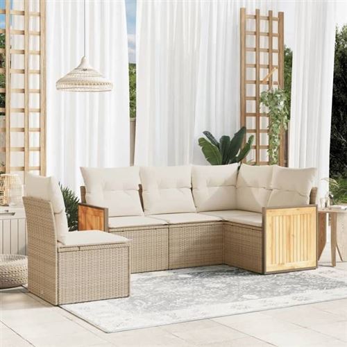 Non Communiqué Beige Vidaxl Salon De Jardin Avec Coussins 5 Pcs, Canapés De Patio, Ensemble De Meubles, Mobilier De Terrasse Extérieur, 3260056