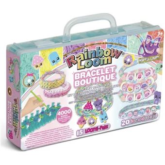 Bandai Rainbow Loom Boutique - Coffret Fabrication Bracelets Élastiques Avec 4000 Élastiques Et Beadmojis - 7 Ans+ Coffret Bracelets élastiques