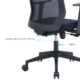 Mastery Mart Vérin à Gaz Pour Chaises De Bureau, Hauteur 17 Cm - 27 Cm, Course Réglable