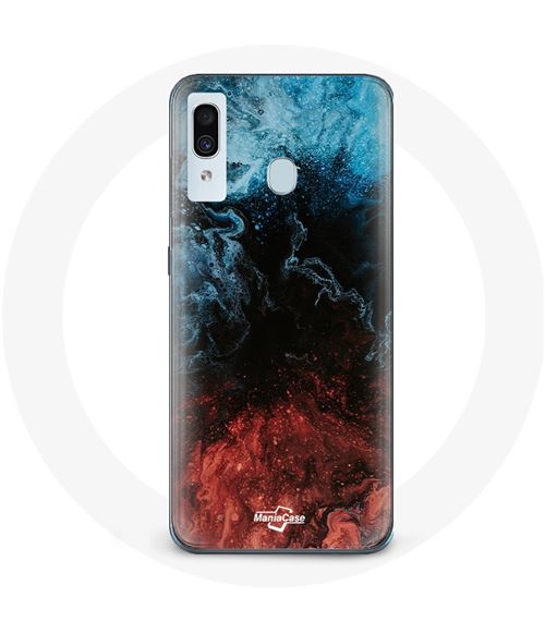 Coque pour Samsung Galaxy A20 fond de texture abstraite rouge noir bleu Maniacase