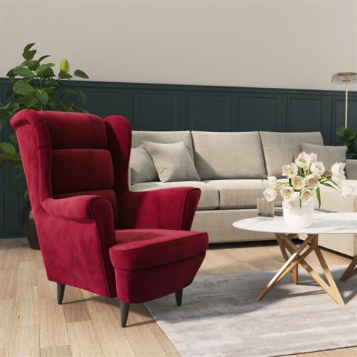 Fauteuil rouge bordeaux velours Vidaxl