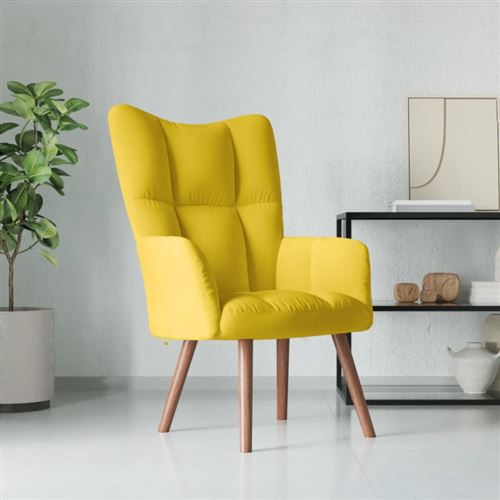 Vidaxl Jaune Chaise De Relaxation - Moutarde Velours - Image 3