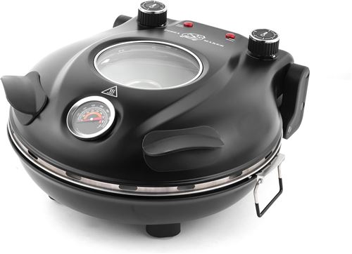 VENDOS85 Four &agrave; pizza 1200W avec pierre c&eacute;ramique et thermostat r&eacute;glable noir
