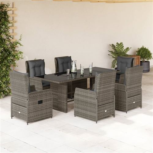 Vidaxl Gris Ensemble À Manger De Jardin 7 Pcs - Image 2
