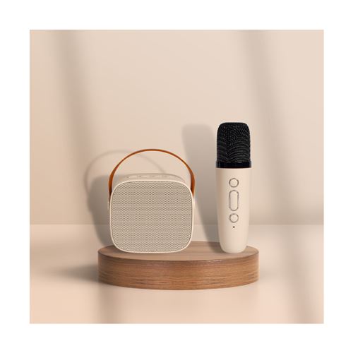 Mini micro sans fil Bluetooth,petit  haut-parleur,extérieur,portable,karaoké,audio,tout-en-un,caisson de basses-  White[C4876]