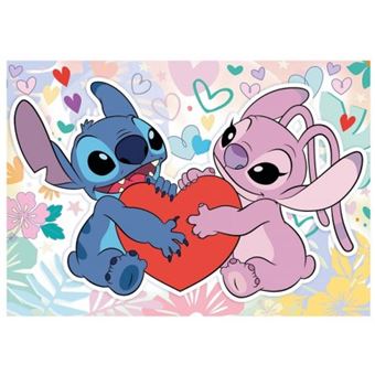 Puzzle disney 500 pieces stitch et angel love + colle fix - nouveaute - dessins animes - enfant  adulte - set puzzle classic + carte - 1