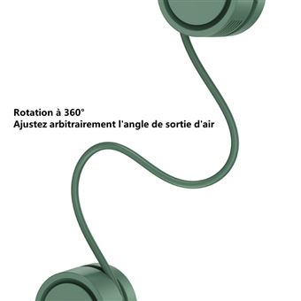 Le Nouveau Ventilateur De Cou Suspendu Sports Plein Air Paresseux Portable Silencieux Sans Feuilles Vert
