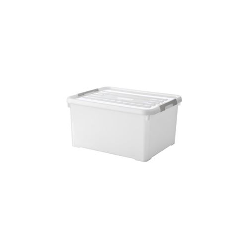 CURVER Handy box - Plus 35L + clips gris avec couvercle 100% recyclée