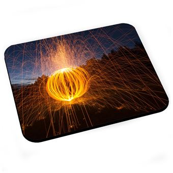 Tapis de souris Light painting boule de feu lumiere abstrait nature - 1