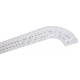MonMobilierDesign SIMI Rail de plafond tringle en PVC pour rideaux à crochets Blanc Double rail courbé 300 cm - 1