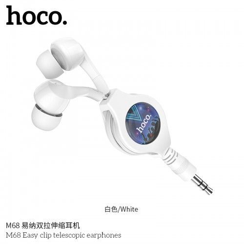 Écouteurs Filaire Blancs pour Hoco M68 Easy clip telescopic