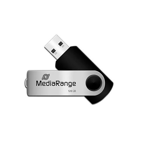 Non Communiqué Noir/Argent Clé Usb 128 Go Pivotante Usb 2.0 Compact Mediarange