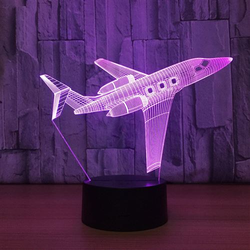 3D Lampe Illusion VORMOR LED Veilleuse avec 7 Couleurs Changeantes et Télécommande - Avion #D