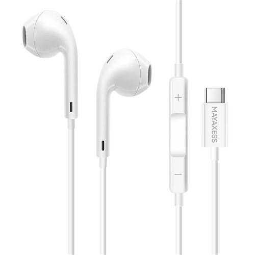 Mayaxess - Écouteurs filaires USB-C - Micro intégré - Blanc - Image 3