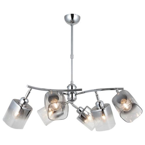 HOMEMANIA Lampe à Suspension Derma - Lustre - Lustre de plafond - Chrome en Métal, Verre, 52 x 52 x 79 cm, 6 x E27, Max 40W