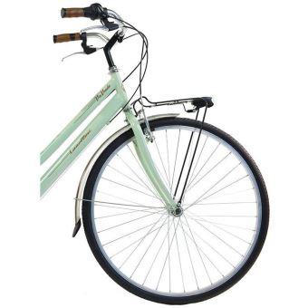 Velo de ville Femme Via Veneto By Canellini Retro Vintage Acier Sac cuir lateral porte bagage Vert Clair Velo de ville Achat prix fnac
