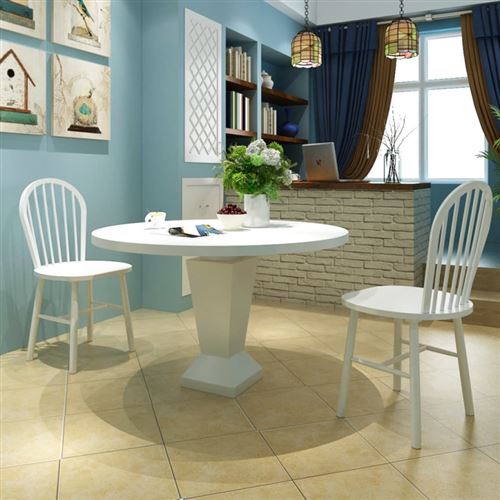 Vidaxl Blanc Chaise De Salle À Manger 2 Pcs Rond Bois