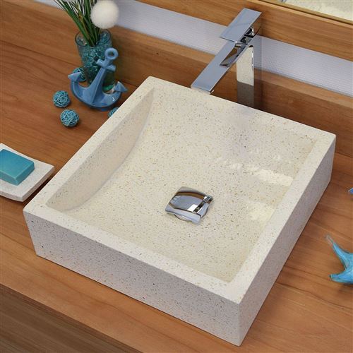 Vasque à poser en terrazzo crème, Halfmoon