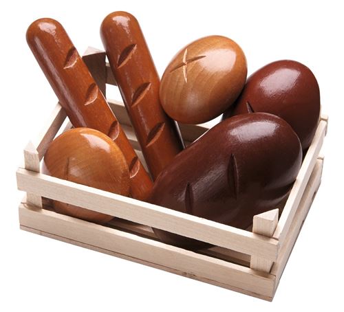 Haba boîte à pain avec petits pains 7 pièces 11,5 cm marron