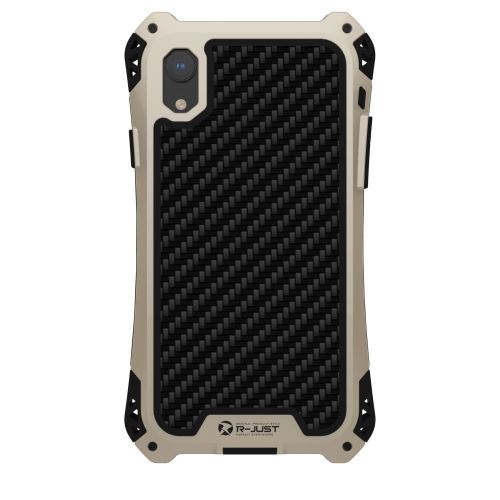 Coque en TPU fibre de carbone résistant aux chutes or/noir pour votre Apple iPhone XR