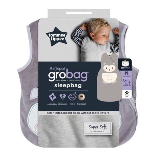 tommee tippee gigoteuse - 6 a 18 mois - tissu léger printemps été - pieds dedans - motif ollie la chouette