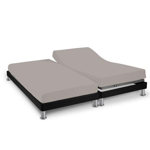 Drap Housse Gris Clair TPR Pour Sommier Articulé 2x70x190