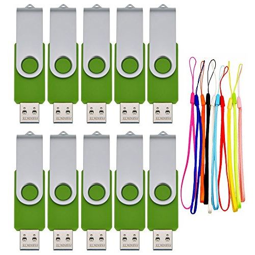 FEBNISCTE 10 Pièce 2 Go Vert Rotatif USB Clés USB2.0 Pen Drive