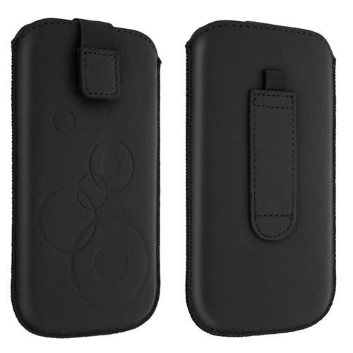 Pochette avec languette Pull up Motifs circulaires pour smartphone dimenssion 143 x 77 mm - Noir