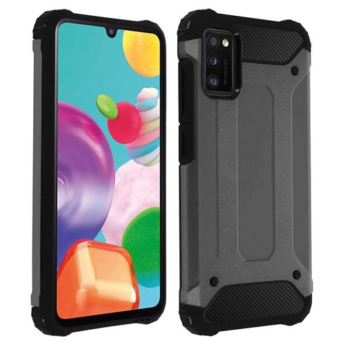 Coque pour Samsung Galaxy A41 Design Relief Bi-matière Antichoc Antichute 1.8m Gris