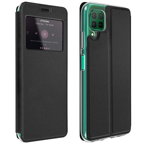 Avizar Housse pour Huawei P40 Lite Fenêtre Porte-carte Support Vidéo Noir