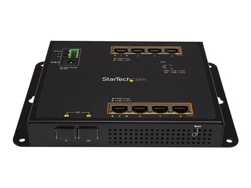 StarTech.com IES101GP2SFW Switch Gigabit Ethernet géré à 8 ports PoE+ et 2 ports SFP Commutateur réseau industriel à fixation murale