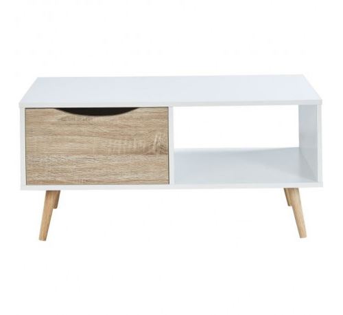 Bela table basse scandinave blanc et chene - l 90 cm