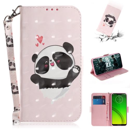 Etui en PU motif imprimé décor de points lumineux support magnétique panda et coeurs pour votre Motorola Moto G7 Power