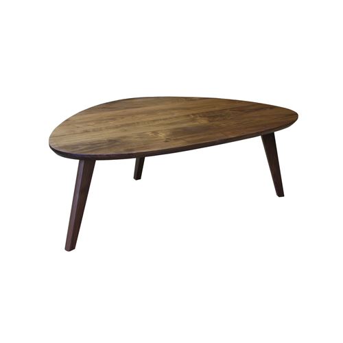 table basse vintage forme libre tripode en noyer naturel massif pirotais marron clair achat prix fnac