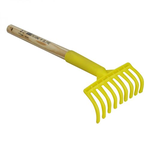 Peigne, râteau à olives 9 dents avec manche en bois 40 cm - Jaune