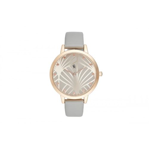 Montre Femme Charlotte Rafaelli à Quartz Cadran Gris Et Blanc Patten 36mm Et Bracelet Gris En Cuir CRG009