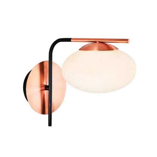HOMEMANIA Lampe Murale Balb Applique - Ovale - Or Rose, Noir, Blanc en Verre, Métal, 14 x 29 x 23 cm, 1 x G9, Max 5W, 3000K, 500LM Lumière Blanc Naturel