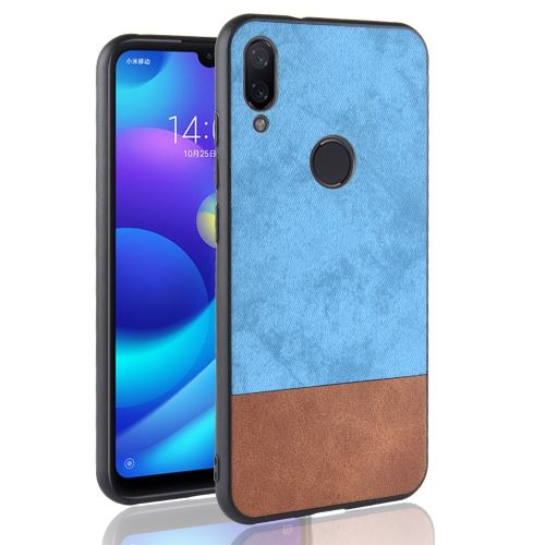Etui en PU hybride d'épissure bicolore bleu pour votre Xiaomi Redmi Note 7