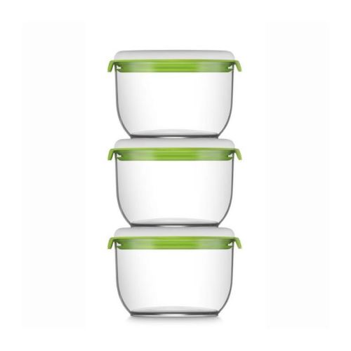 FOSA Lot de 3 récipients de mise sous vide alimentaire 30600 850 ml blanc et vert