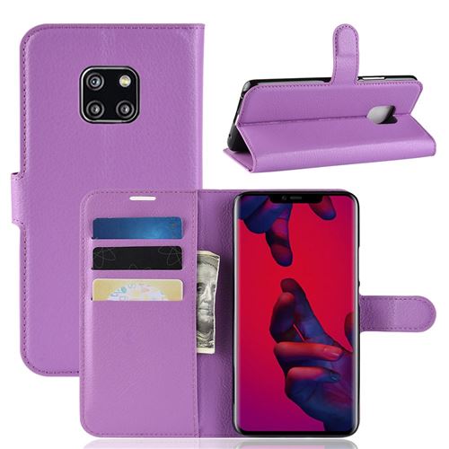 Etui en PU litchi violet pour votre Huawei Mate 20 Pro