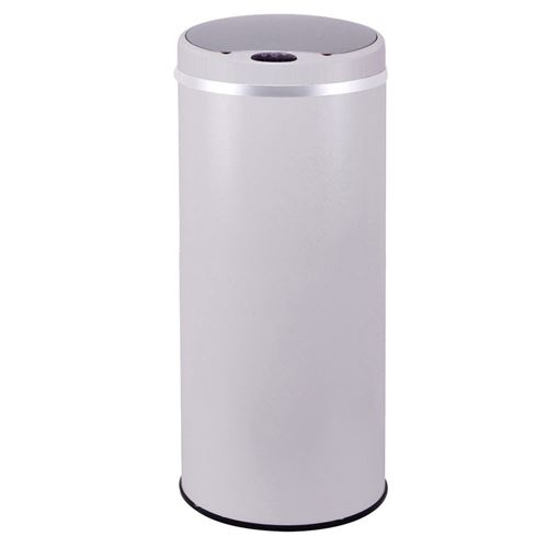 Poubelle de cuisine automatique 42L SOHO Blanc mat en acier INOX avec cerclage