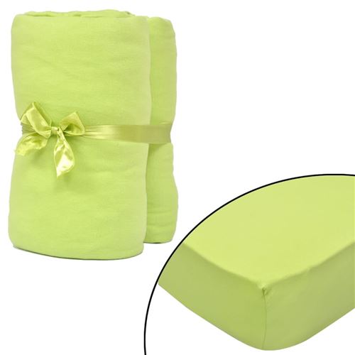 Hoeslaken voor matras 180x200-200x220 cm katoenjersey (groen) 2 stuks